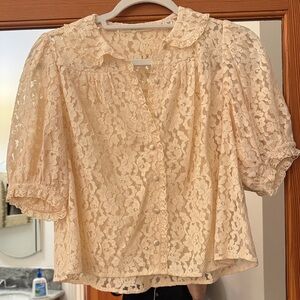 Elegant Cream Lace Blouse by Doen